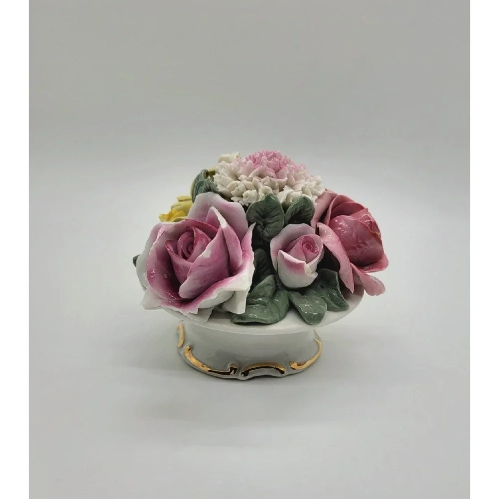 Dresden Porcelain Pink And Yellow‎ 3D Roses Compodimate